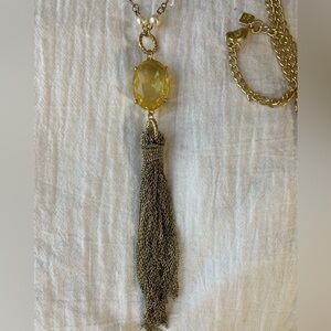 Banana Republic 30”‎ Necklace with Yellow Stone and Tassel Pendant